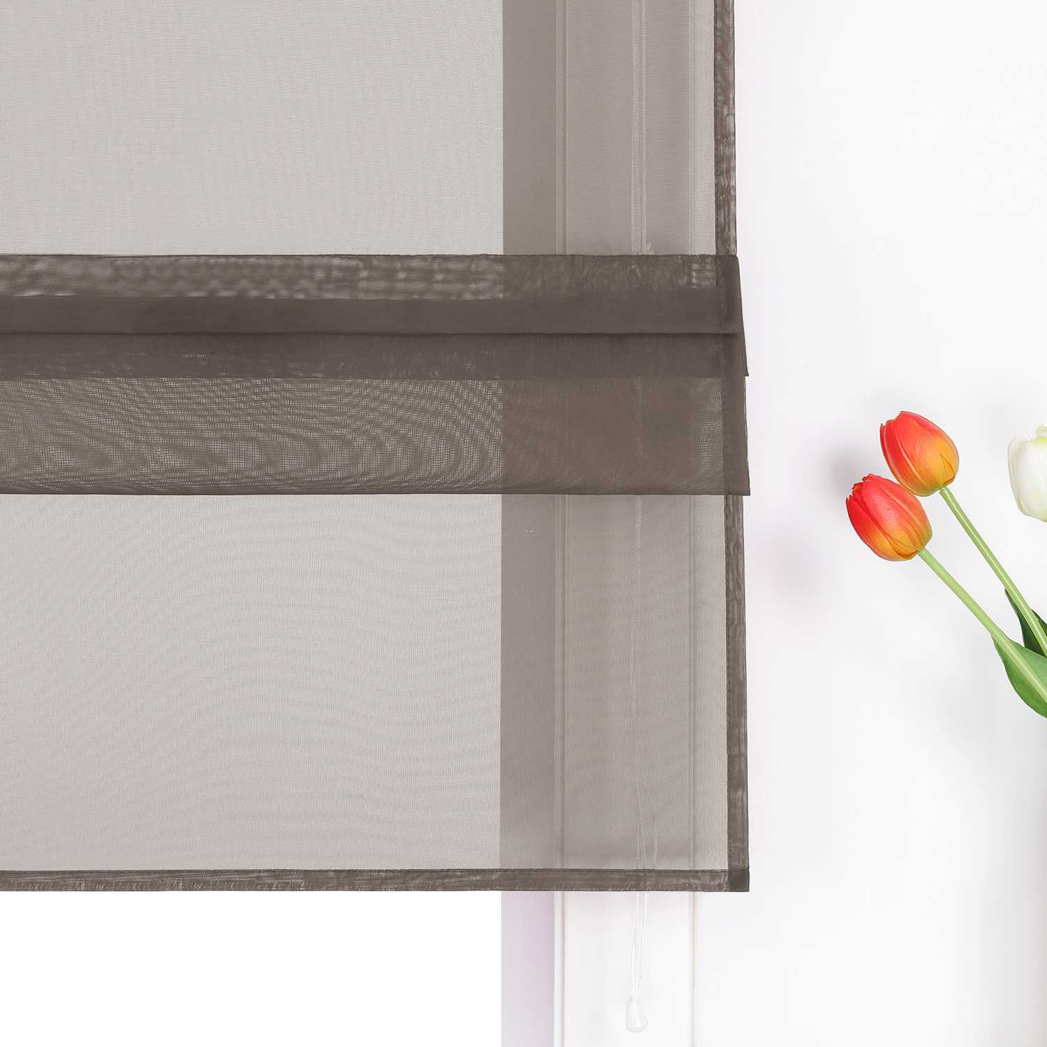 Roman Shade Voile for Kitchen Sheer 1 Piece