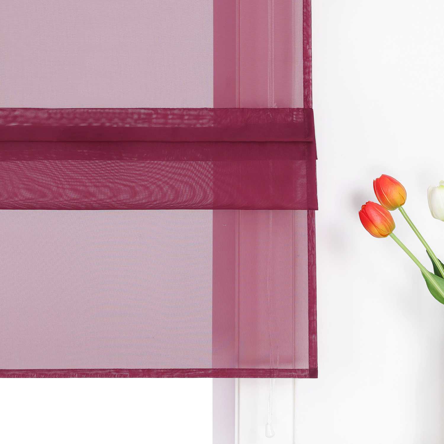 Roman Shade Voile for Kitchen Sheer 1 Piece