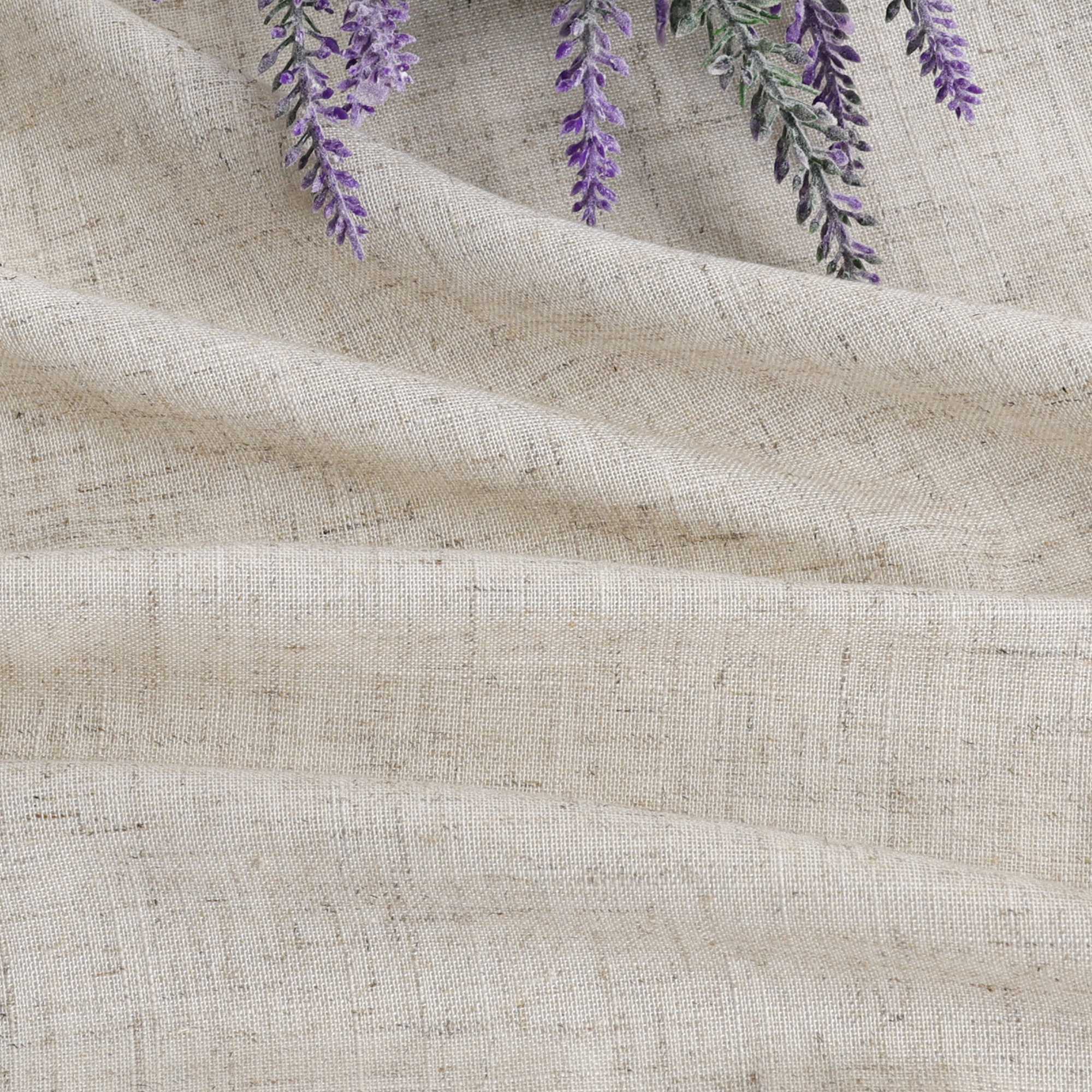 Cafe Curtain with Curtain Tape with Check Pattern in Linen-Look Fabric Set of 2