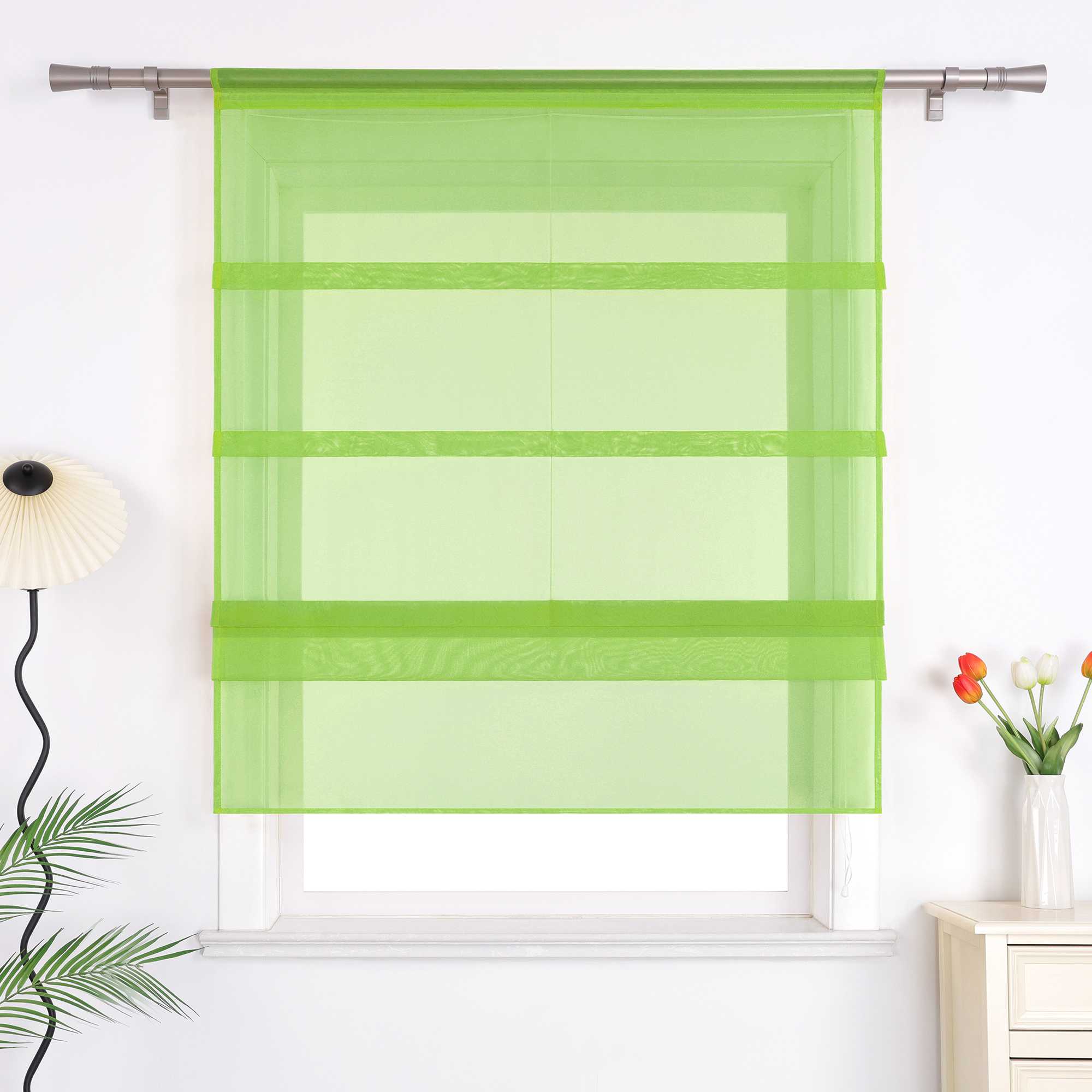 Roman Shade Voile for Kitchen Sheer 1 Piece - Sand, W x H 80 x 140cm