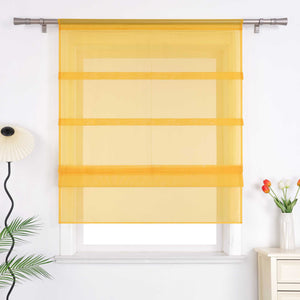 Roman Shade Voile for Kitchen Sheer 1 Piece - Blue, W x H 80 x 140cm