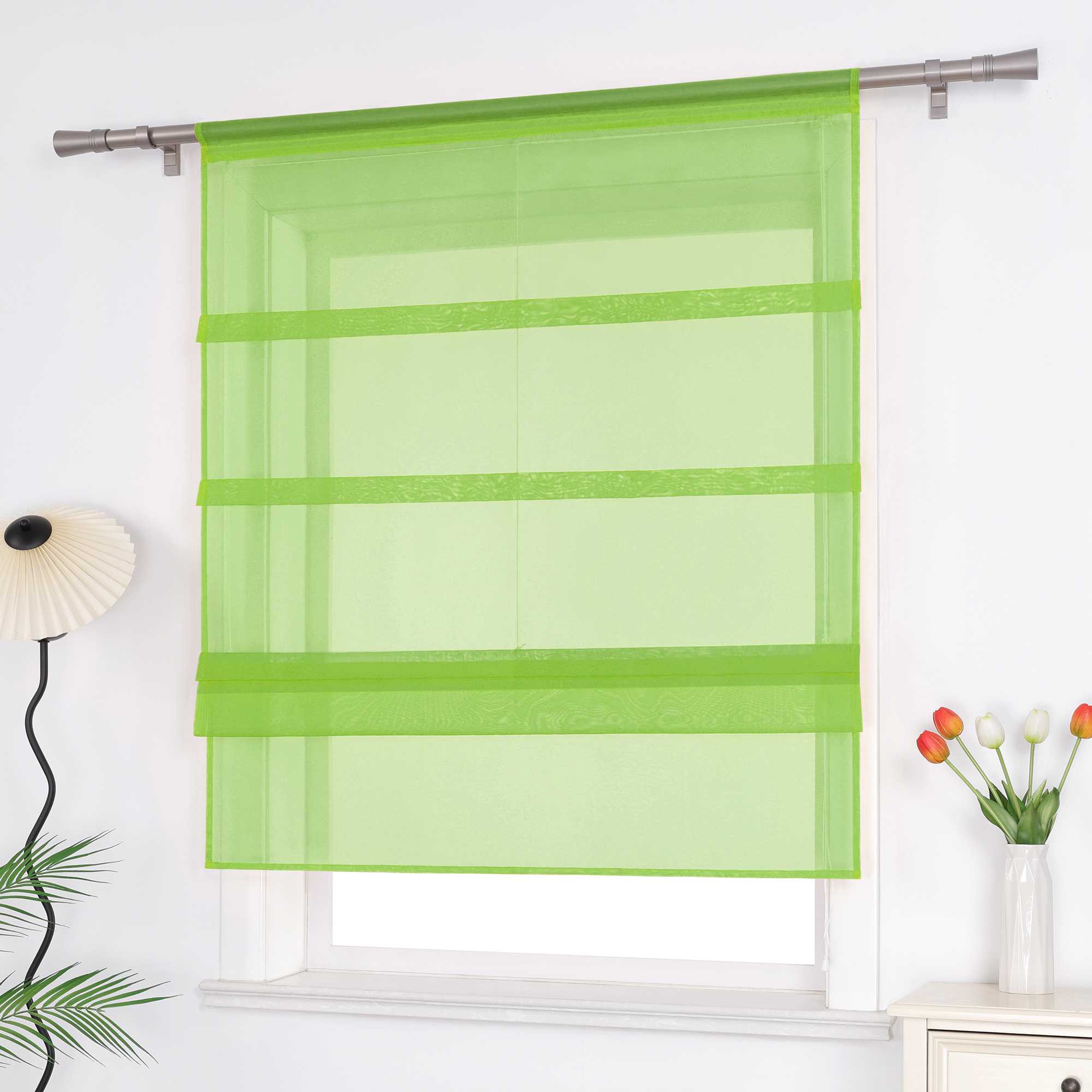 Roman Shade Voile for Kitchen Sheer 1 Piece - White, W x H 140 x 140cm