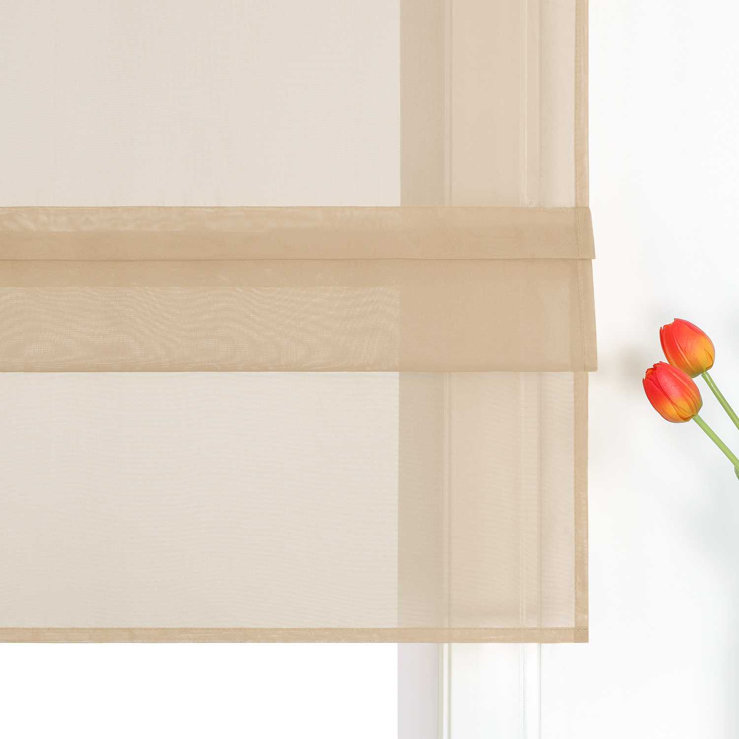 Roman Shade Voile for Kitchen Sheer 1 Piece