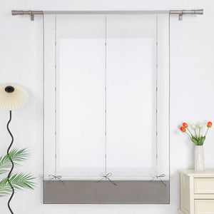 Roman Shade Semi-Sheer Airy with Colored Hem Rod Pocket 1 Piece - Orange, W x H 120 x 155cm