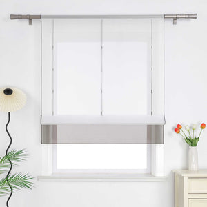 Roman Shade Semi-Sheer Airy with Colored Hem Rod Pocket 1 Piece - Orange, W x H 140 x 155cm