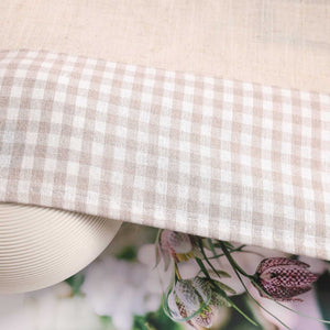 Cafe Curtain with Tab-Top Hanging/ Checked in Linen-Look Fabric - Beige, H x W 90 x 110cm