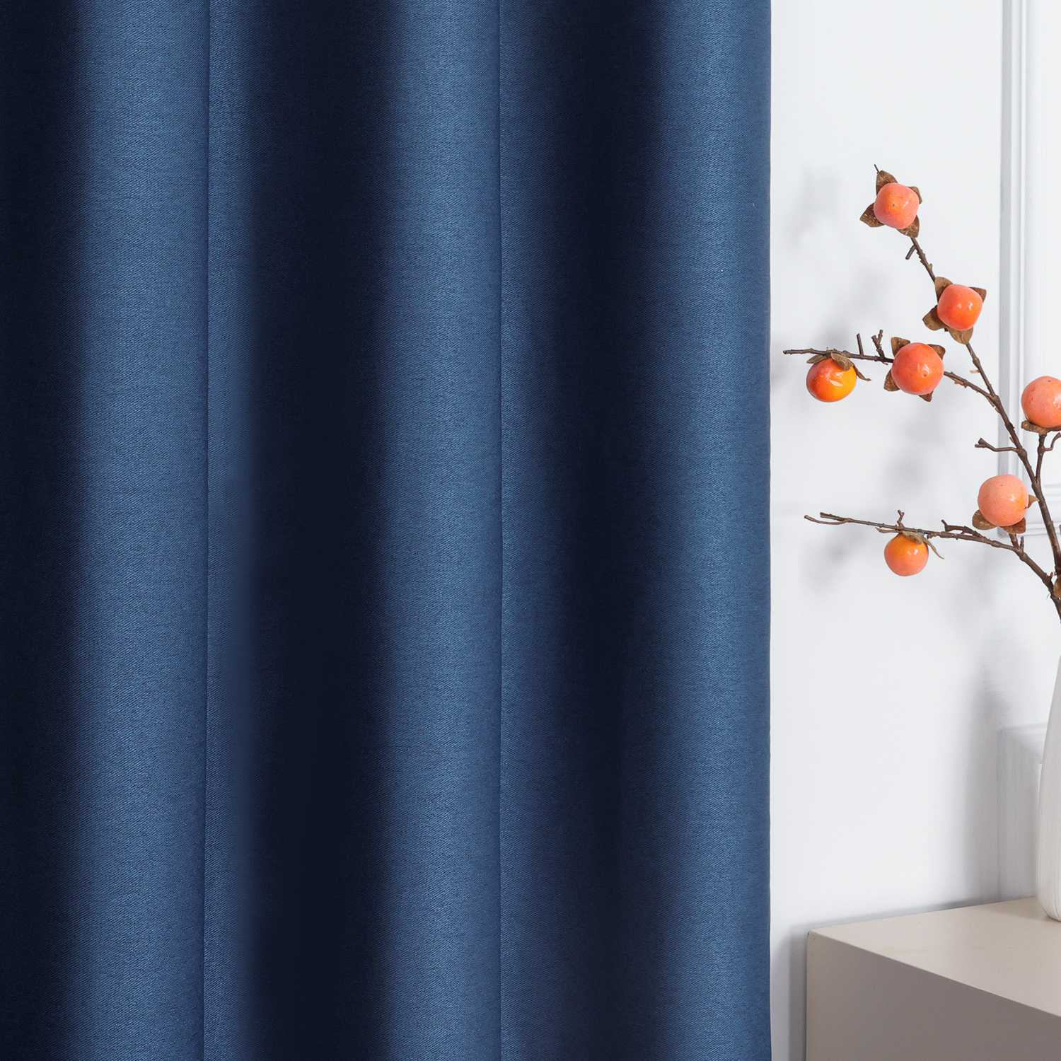 Blackout Grommet Curtain Solid Color Opaque Minimalist Style 1 Piece - Blue, H x W 245 x 140 cm