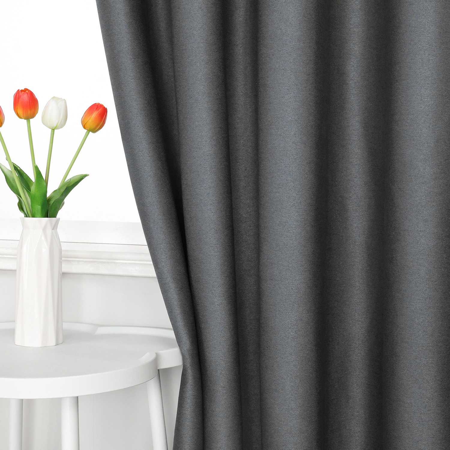 Blackout Grommet Curtain Solid Color Opaque Minimalist Style 1 Piece - Gray, H x W 245 x 140 cm