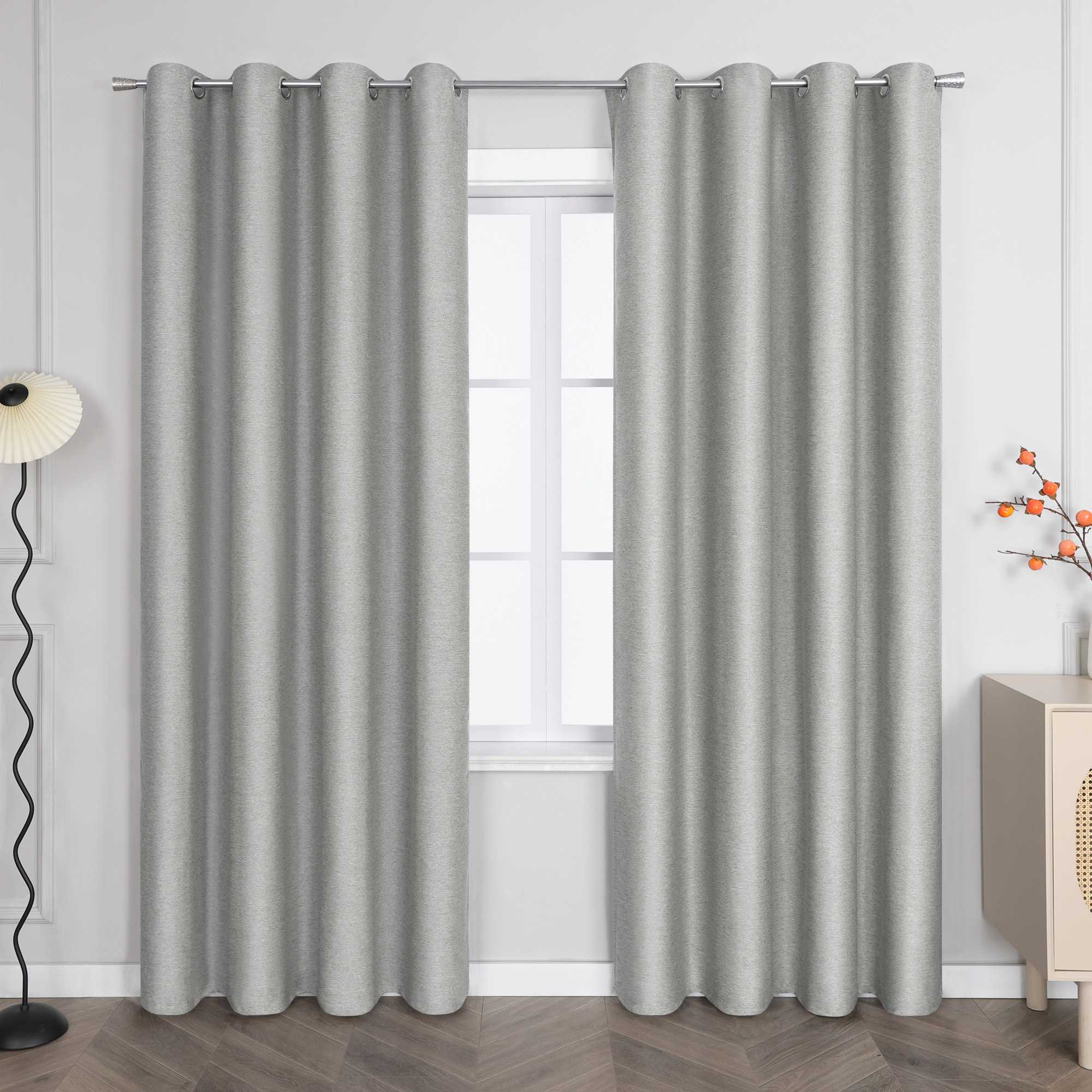 Blackout Grommet Curtain Solid Color Opaque Minimalist Style 1 Piece