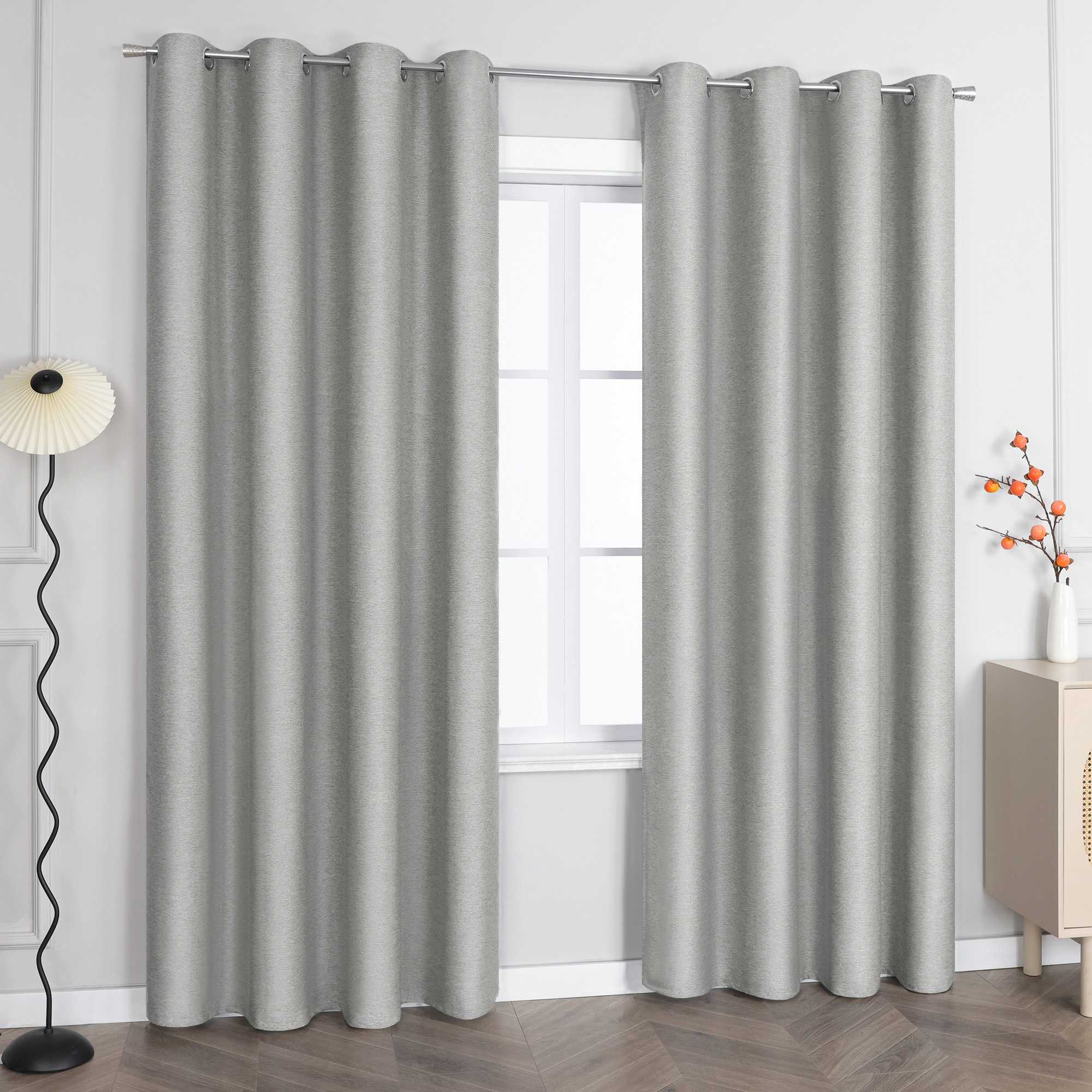 Blackout Grommet Curtain Solid Color Opaque Minimalist Style 1 Piece