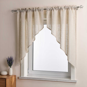 Short Curtains in Valance Style with Check Pattern Set of 2
