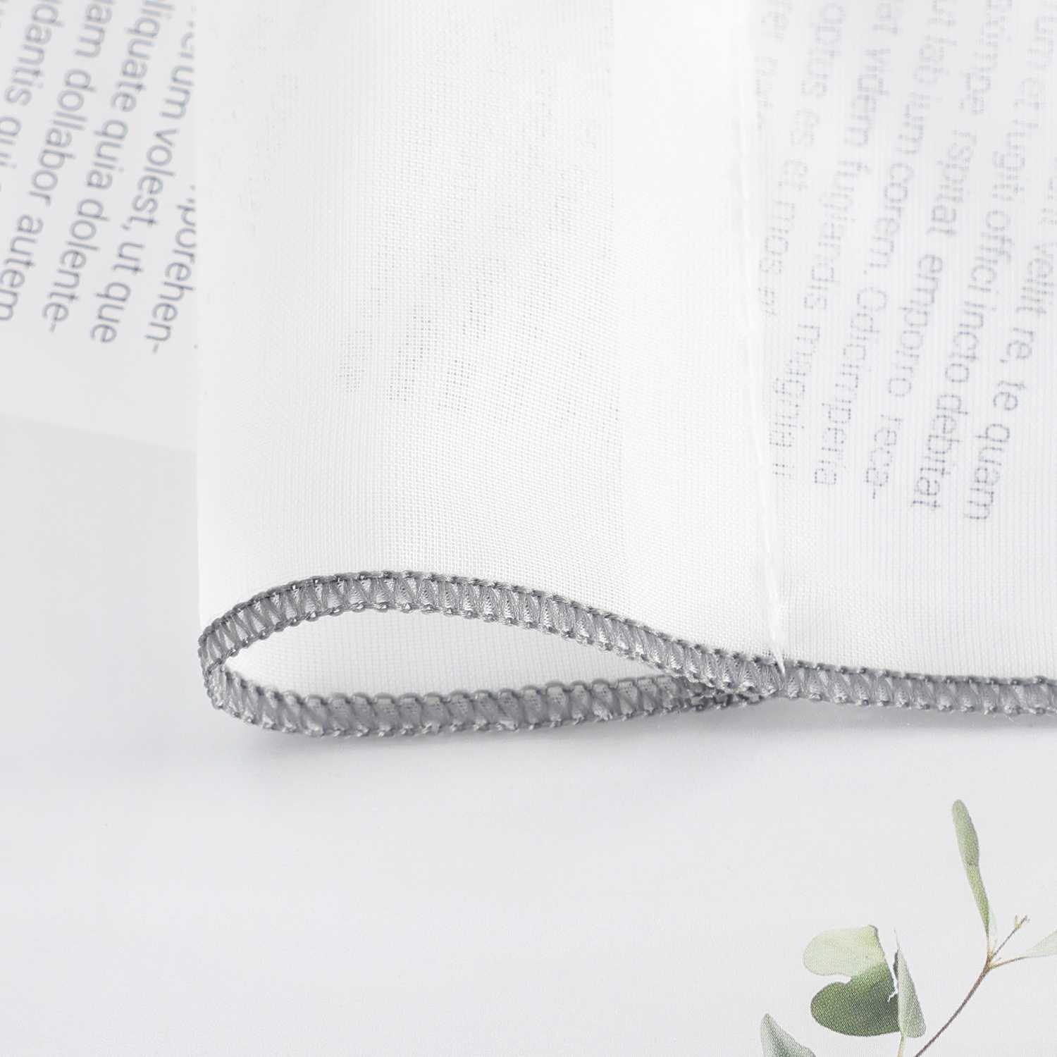 Roman Shade Semi-Sheer Airy with Colored Hem Rod Pocket 1 Piece - Gray, W x H 100 x 155cm