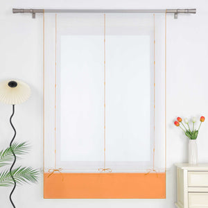 Roman Shade Semi-Sheer Airy with Colored Hem Rod Pocket 1 Piece - Brown, W x H 80 x 155cm