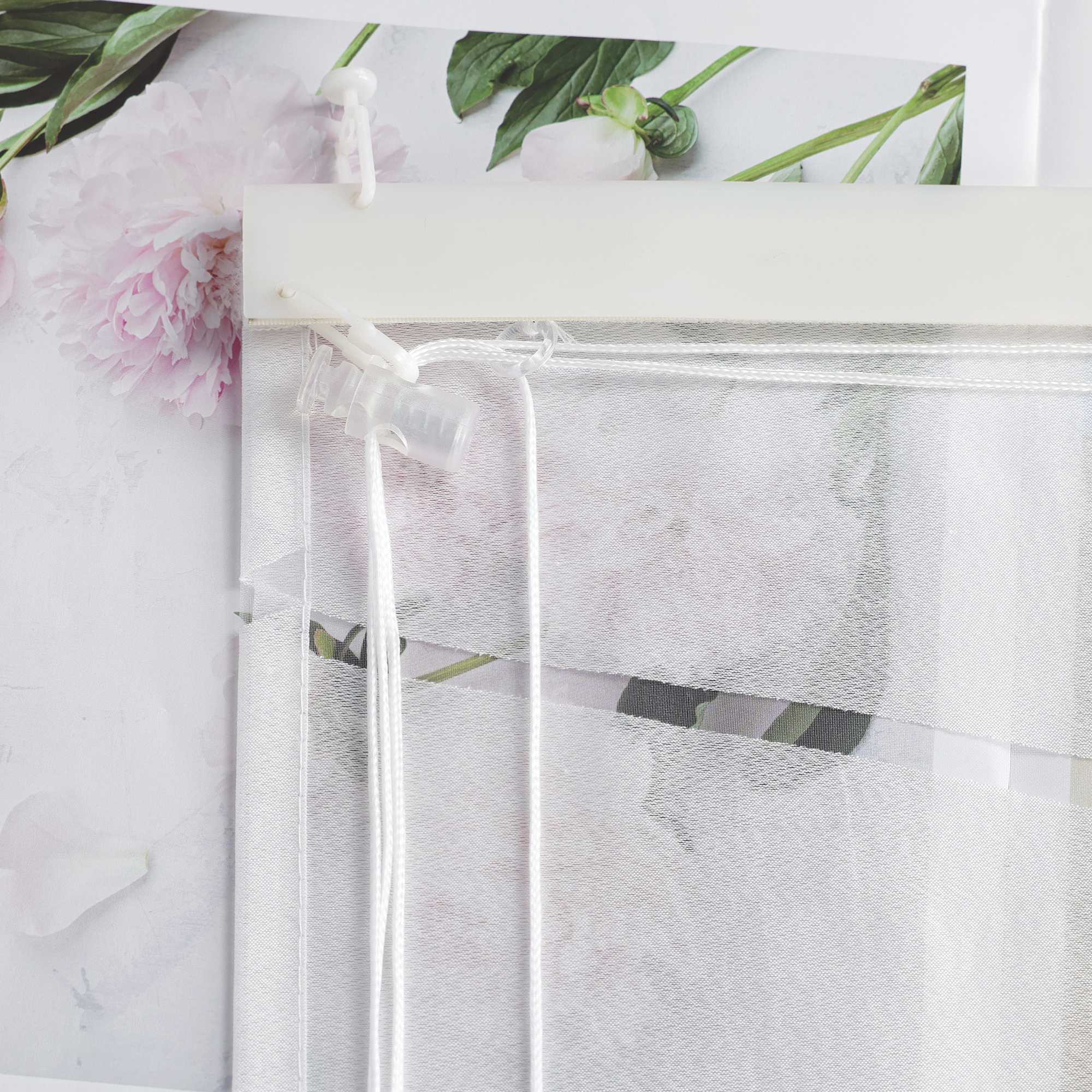 Roman Shade Hook-and-Loop with Wave Pattern Solid Color 1 Piece - White, H x W 140 x 100cm