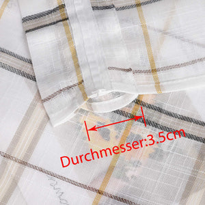 Cafe Curtain with Modern Check Pattern in Linen-Look Fabric Set of 2 - Green, H x W 45 x 120cm