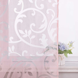 Sliding Panel Curtains Set Pink with Vine Pattern - Pink, H x W 225 x 57cm
