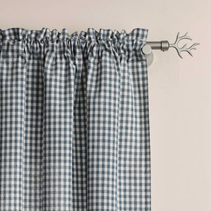 Short Curtains in Valance Style with Check Pattern Set of 2