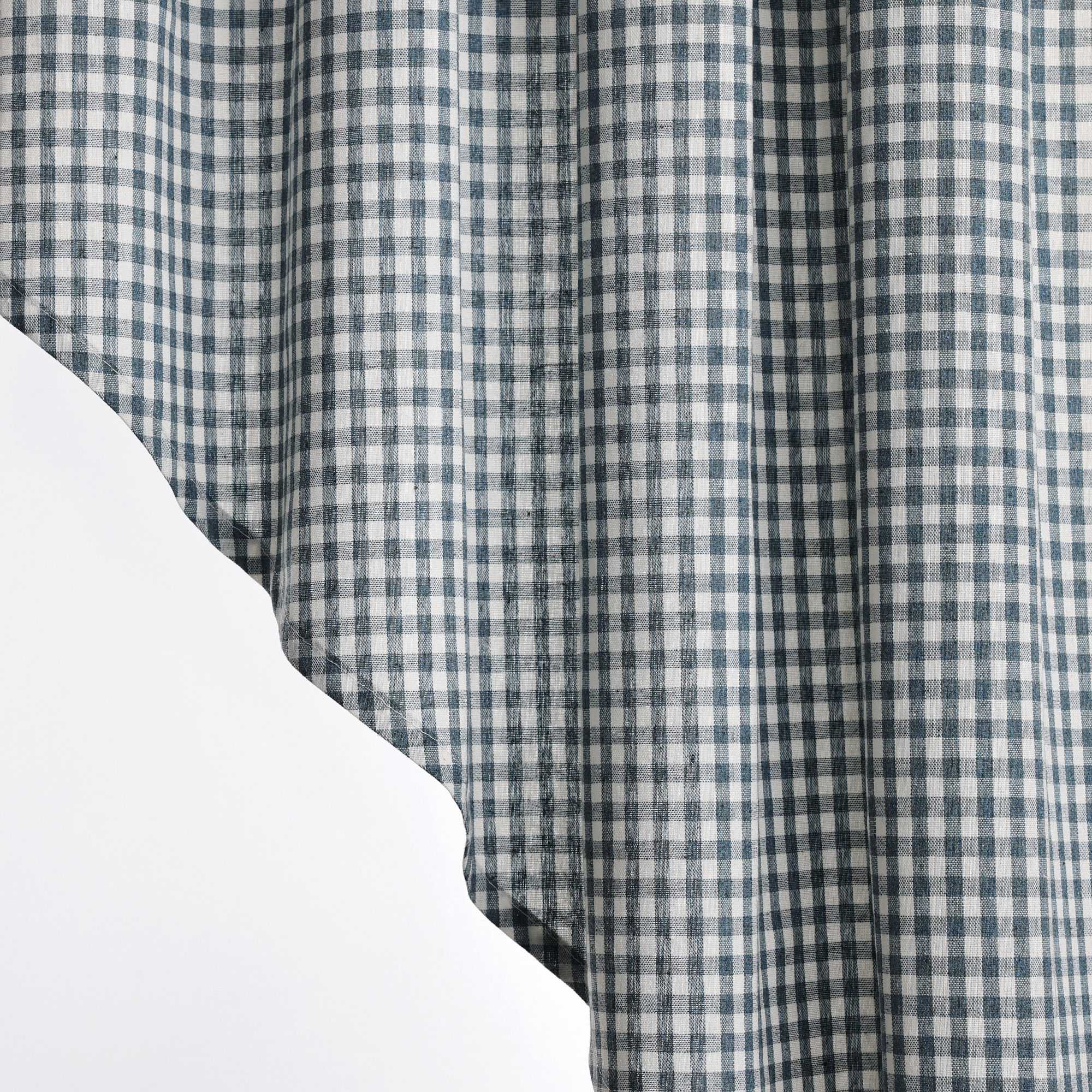 Short Curtains in Valance Style with Check Pattern Set of 2