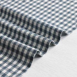 Short Curtains in Valance Style with Check Pattern Set of 2 - Blue, H x W 90 x 90cm
