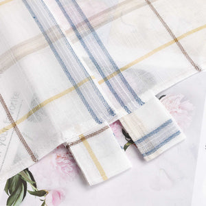 Cafe Curtains in Linen-Look Fabric with Check Pattern Set of 2 - Green, H x W 45 x 90cm