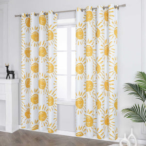 Blackout Grommet Curtain Opaque Thermal with Sun Motifs Yellow 1 Piece - Yellow, H x W 244 x 132 cm
