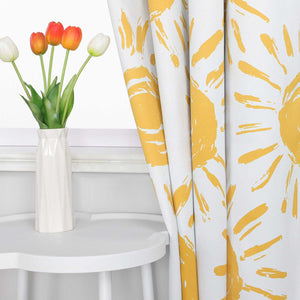 Blackout Grommet Curtain Opaque Thermal with Sun Motifs Yellow 1 Piece