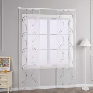 Hook-and-Loop Sliding Panel Curtains with Wave Pattern with Hook-and-Loop Tape 2 Pieces