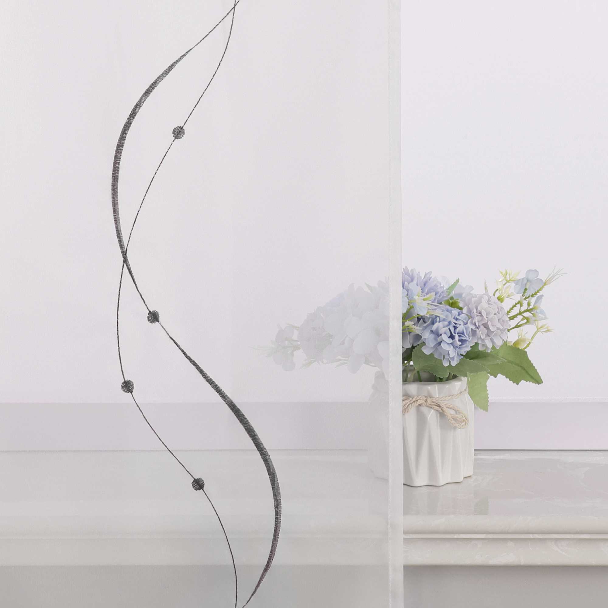Hook-and-Loop Sliding Panel Curtains with Wave Pattern with Hook-and-Loop Tape 2 Pieces - Sand, W x H 57 x 145cm