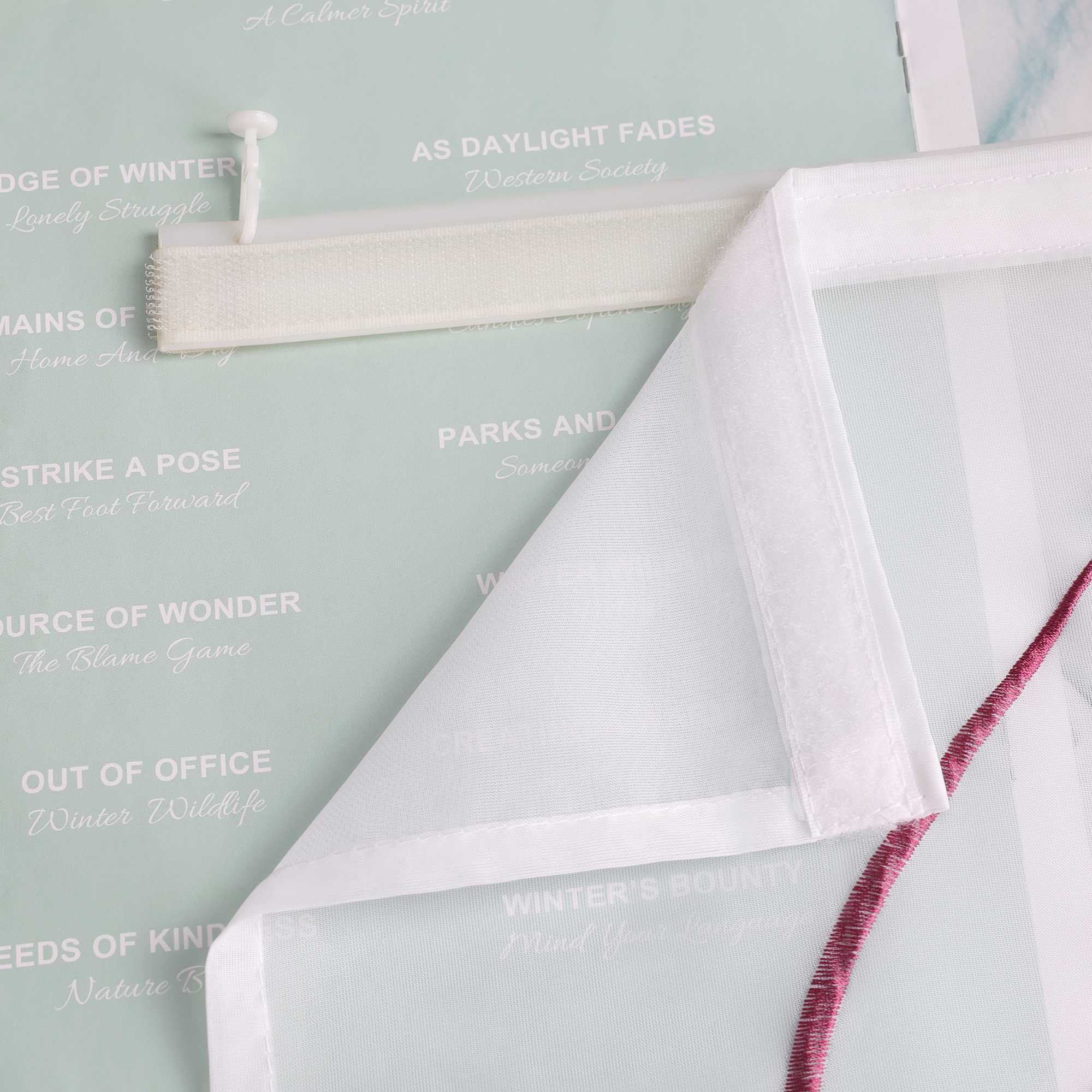 Hook-and-Loop Sliding Panel Curtains with Wave Pattern with Hook-and-Loop Tape 2 Pieces