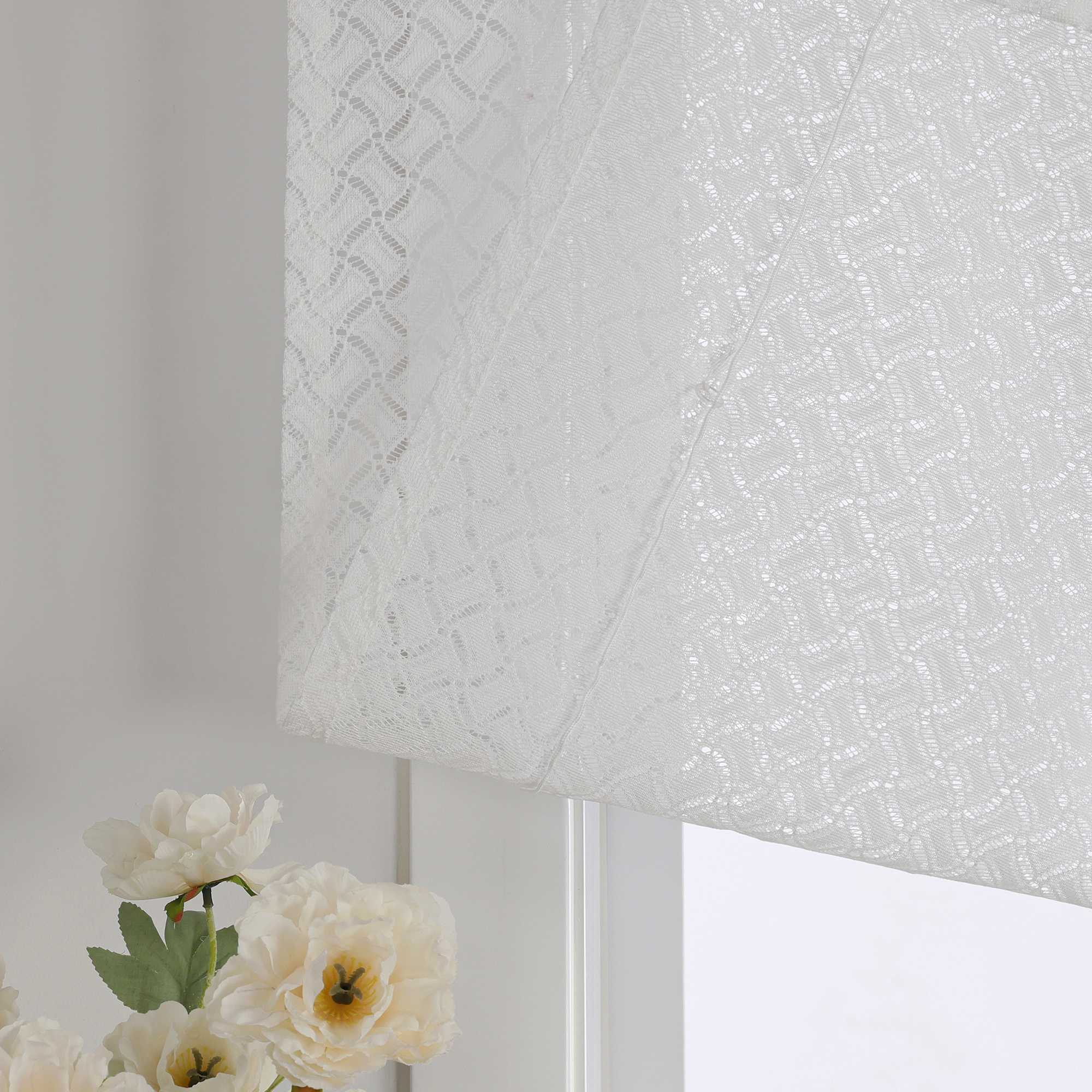 Roman Shade with V-Shaped Tab Tops with Openwork Patterns Jacquard Sheer