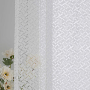 Roman Shade with V-Shaped Tab Tops with Openwork Patterns Jacquard Sheer
