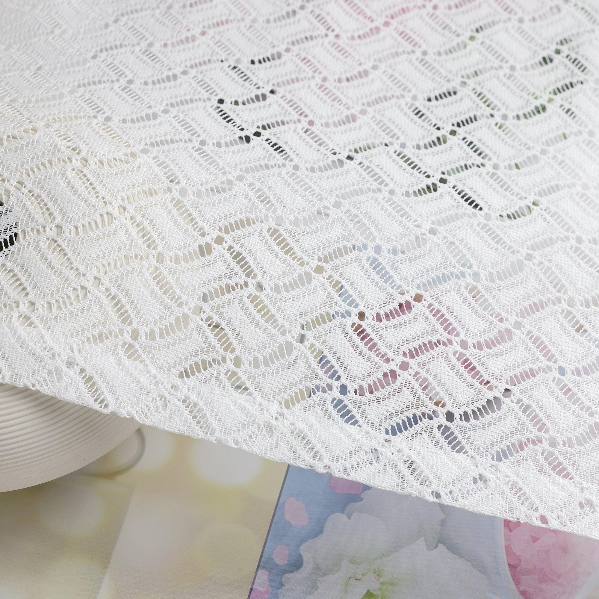 Set of 2 Jacquard Cafe Curtains with Rod Pocket Short White - White, W x H 125 x 120cm