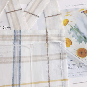 Roman Shade with V-Shaped Tab Tops in Linen-Look Fabric with Check Pattern - Gray, W x H 140 x 140cm