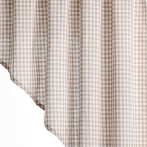 Short Curtains in Valance Style with Check Pattern Set of 2 - Brown, H x W 90 x 60cm