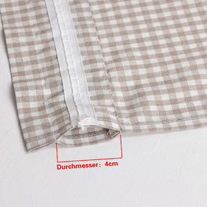 Short Curtains in Valance Style with Check Pattern Set of 2 - Brown, H x W 90 x 90cm