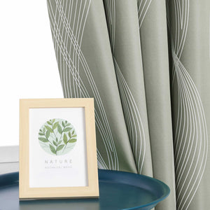 Blackout Grommet Curtain Opaque Thermal with Water-Wave Pattern 1 Piece - Gray, H x W 175 x 135cm