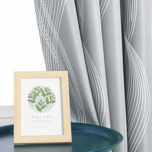 Blackout Grommet Curtain Opaque Thermal with Water-Wave Pattern 1 Piece