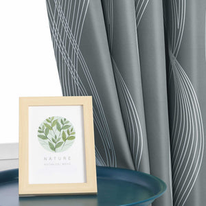Blackout Grommet Curtain Opaque Thermal with Water-Wave Pattern 1 Piece - Dark Gray, H x W 245 x 135cm