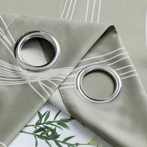 Blackout Grommet Curtain Opaque Thermal with Water-Wave Pattern 1 Piece - Brown, H x W 145 x 135cm