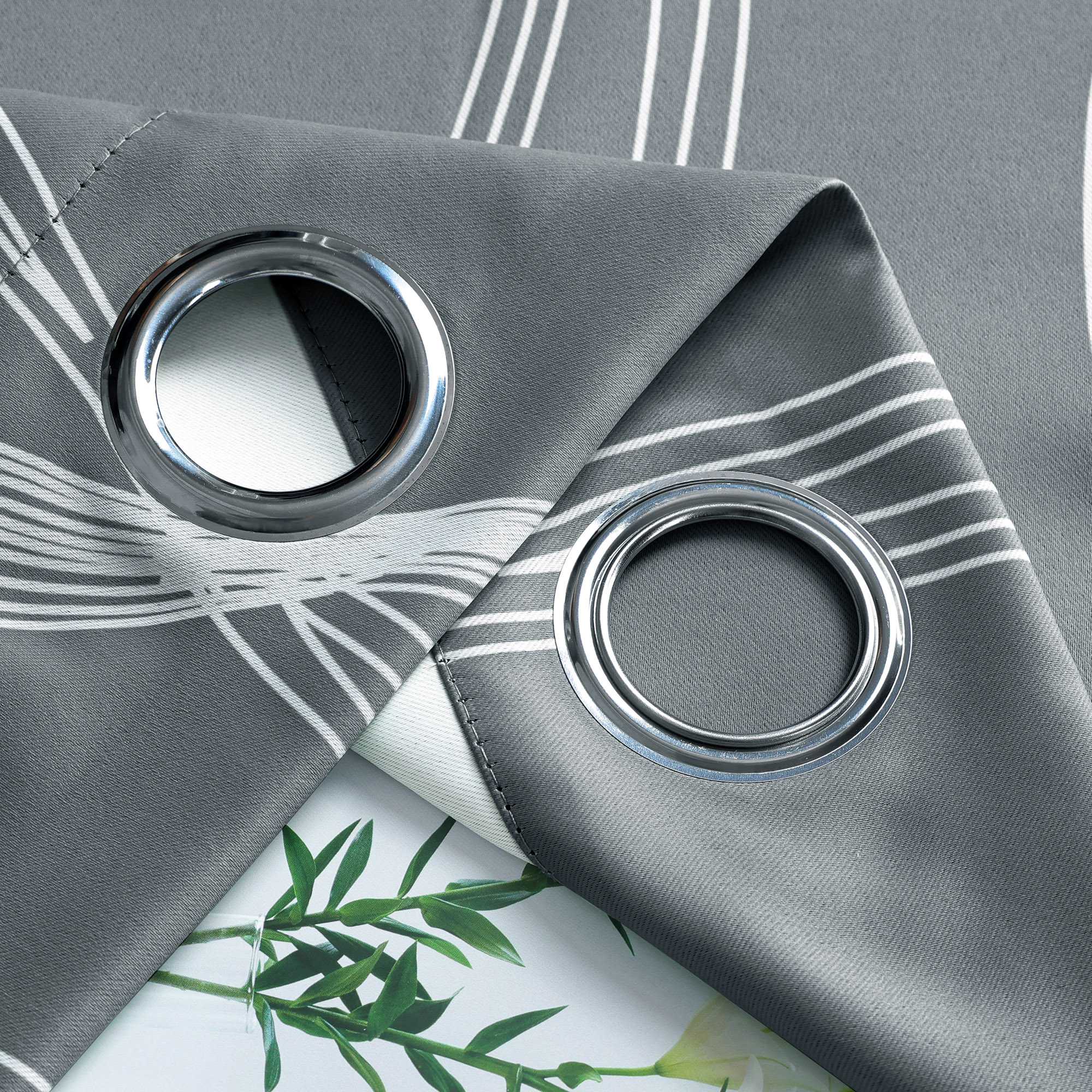 Blackout Grommet Curtain Opaque Thermal with Water-Wave Pattern 1 Piece
