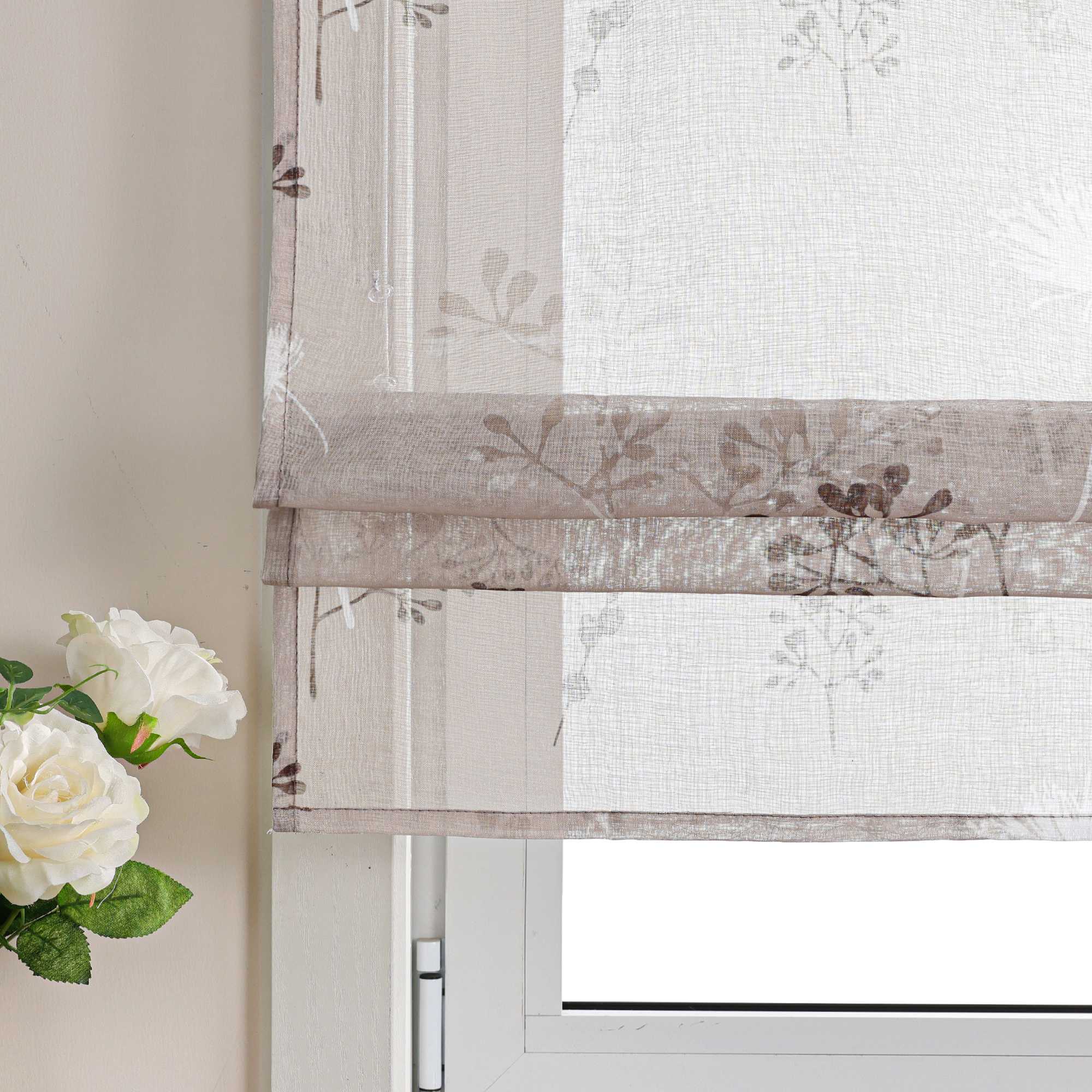 Roman Shade with Tab Tops Country Style Kitchen Sheer