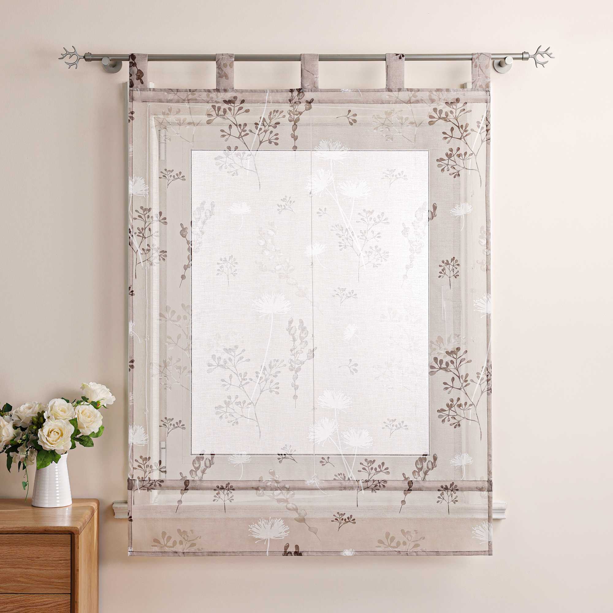 Roman Shade with Tab Tops Country Style Kitchen Sheer