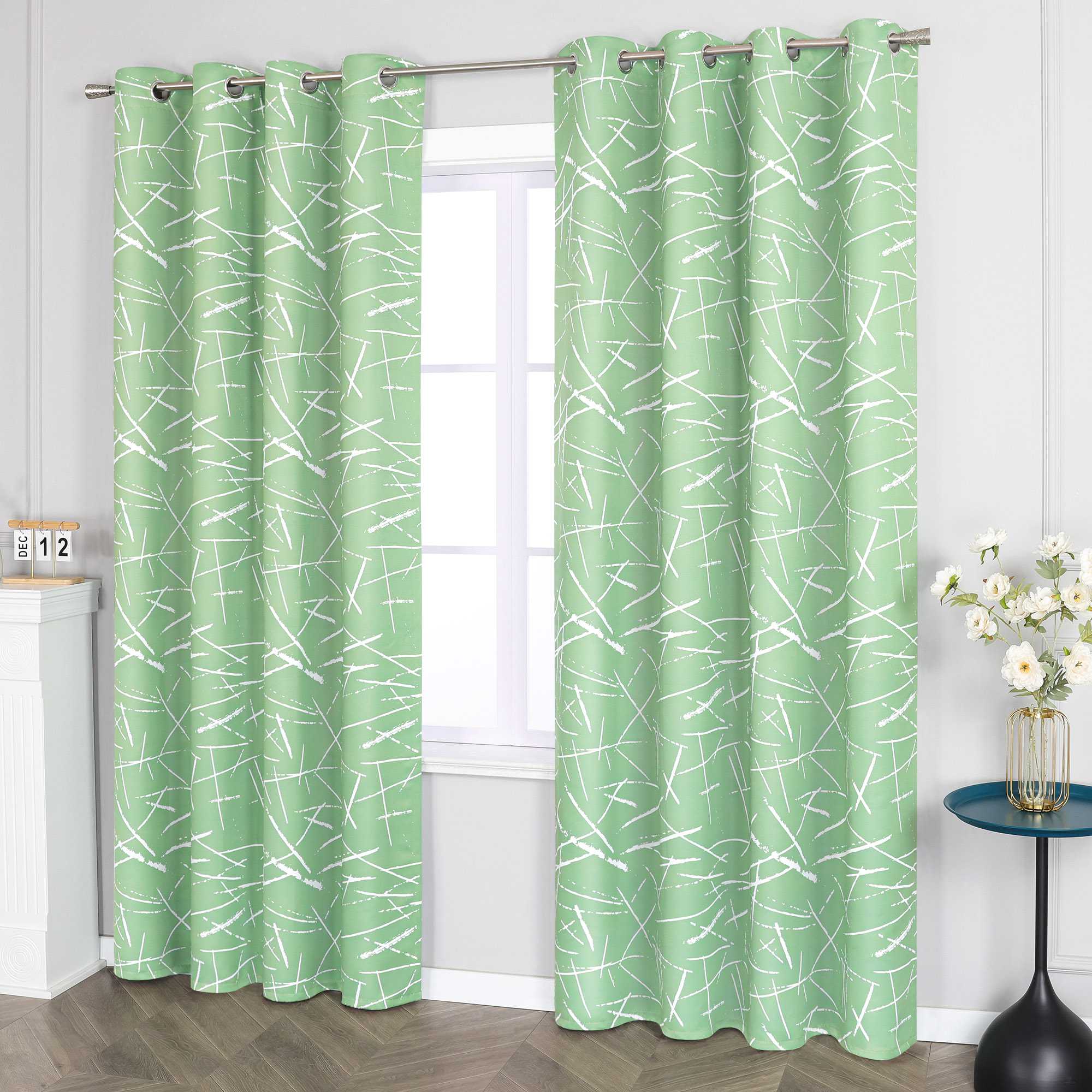 Blackout Grommet Curtain Opaque Thermal Grommet Curtain Panel 1 Piece - Green, H x W 175 x 135cm