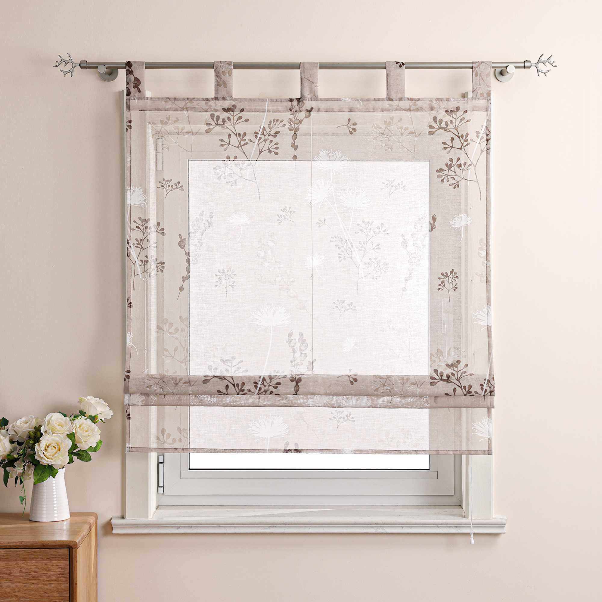 Roman Shade with Tab Tops Country Style Kitchen Sheer