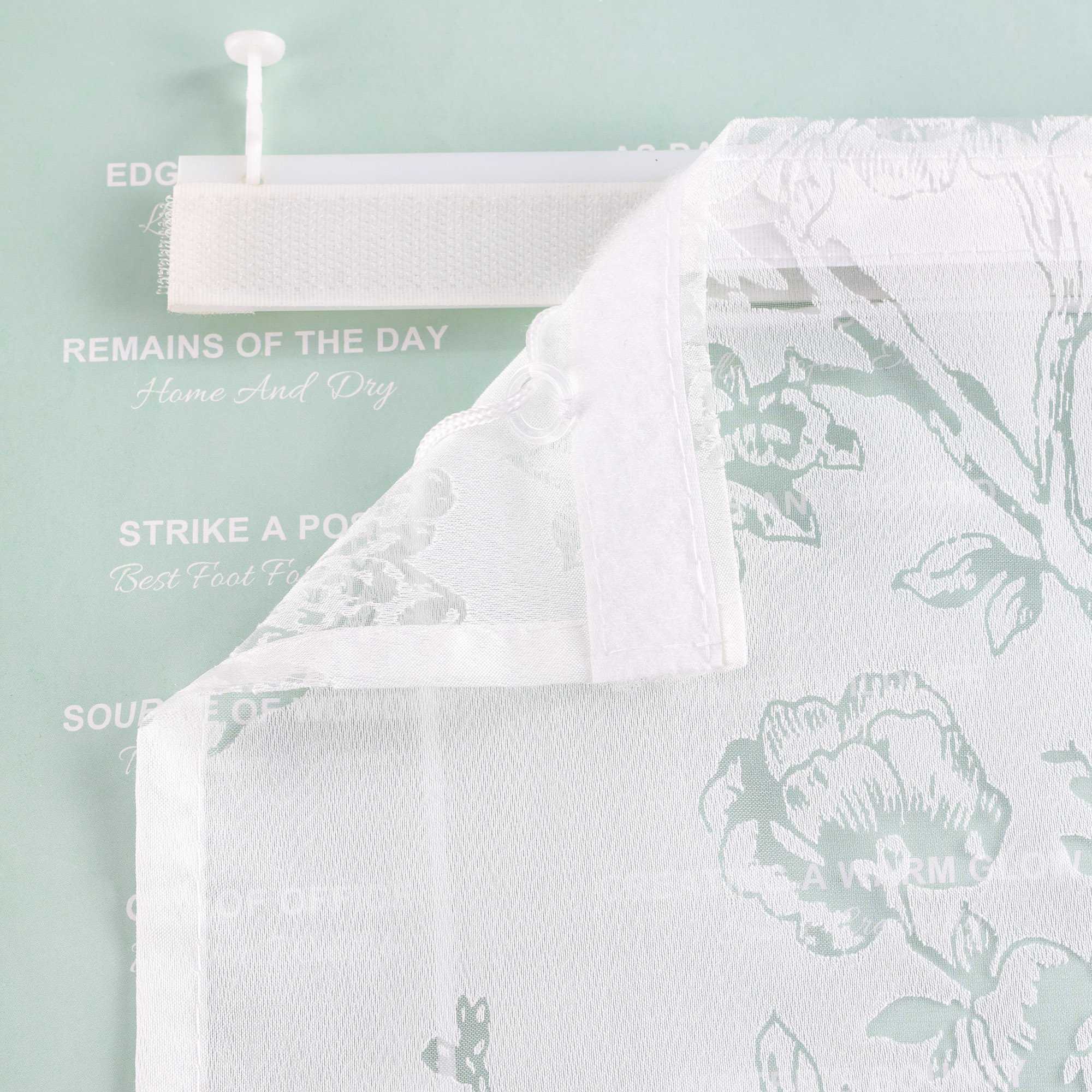 Roman Shade with Rose Pattern & Hook-and-Loop Hanging - White, W x H 140 x 140cm