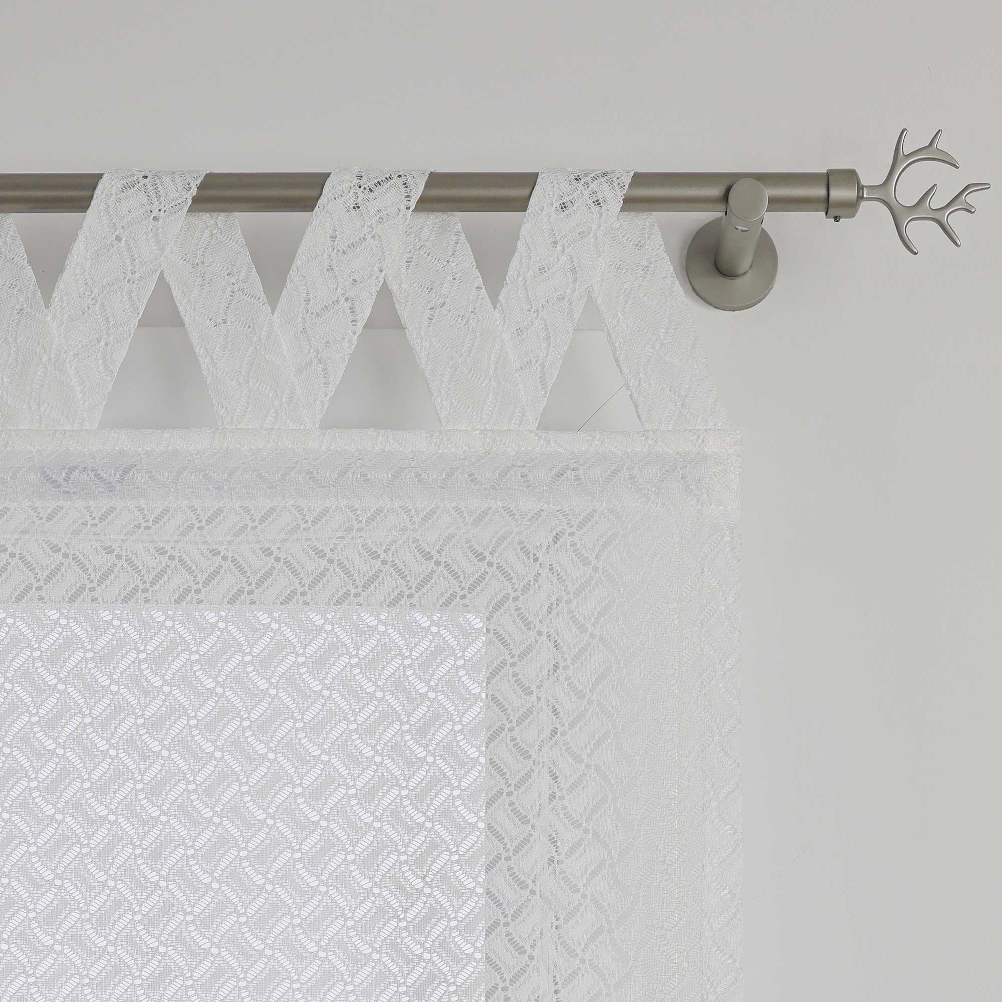 Roman Shade with V-Shaped Tab Tops with Openwork Patterns Jacquard Sheer - White, W x H 120 x 140cm