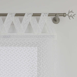 Roman Shade with V-Shaped Tab Tops with Openwork Patterns Jacquard Sheer - White, W x H 120 x 140cm