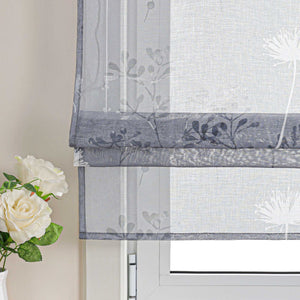 Roman Shade with Tab Tops Country Style Kitchen Sheer - Gray, W x H 100 x 140cm