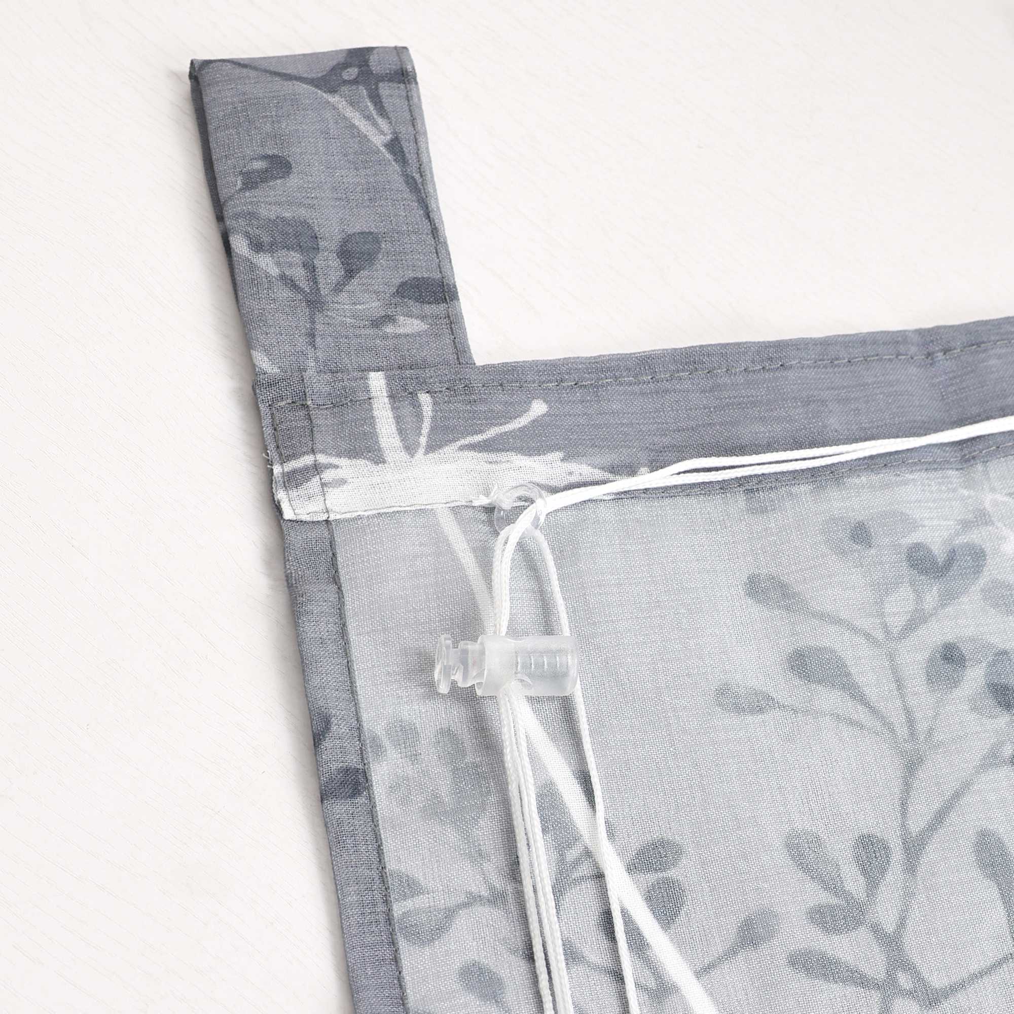 Roman Shade with Tab Tops Country Style Kitchen Sheer - Gray, W x H 140 x 140cm
