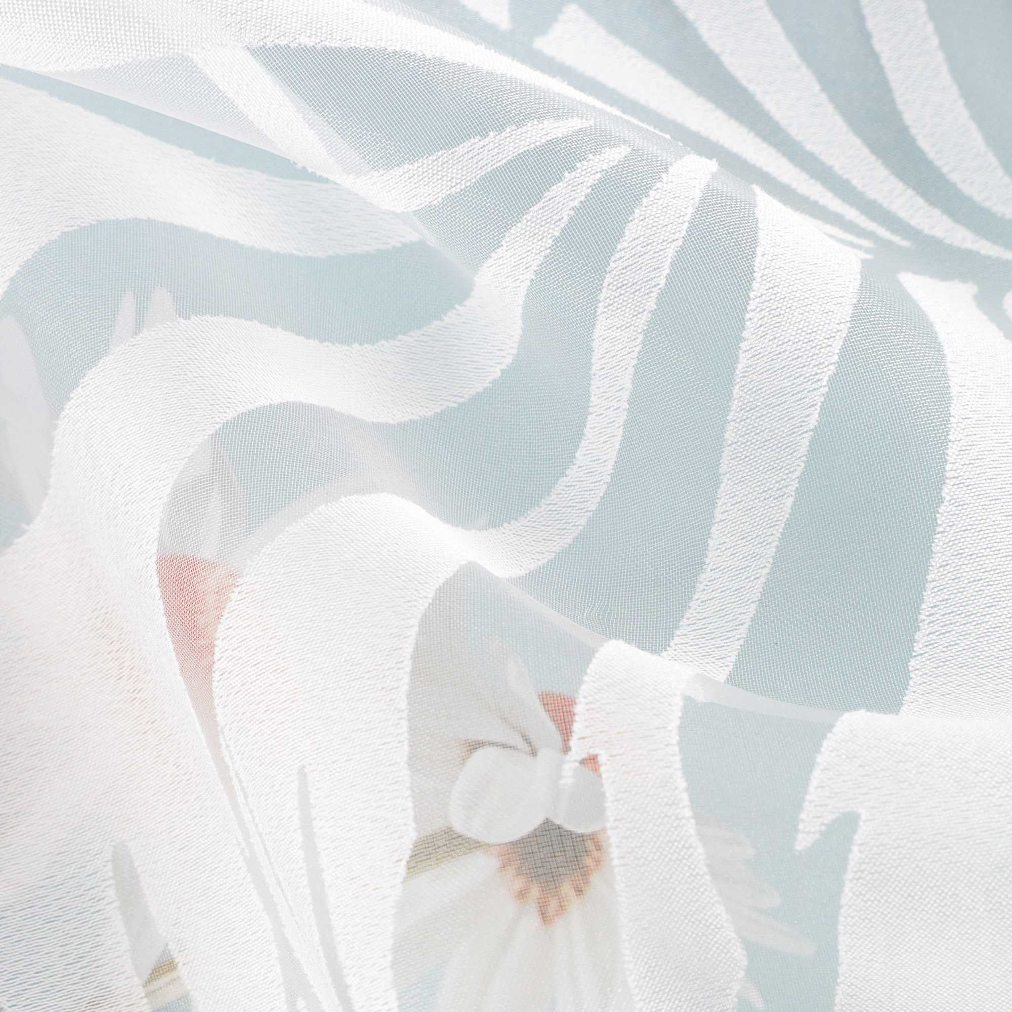 Roman Shade with Leaf Pattern and Hook-and-Loop Tape - White, W x H 120 x 140cm